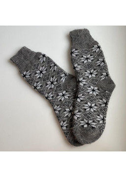 Gray Pattern Wool Blend Women Crew Socks